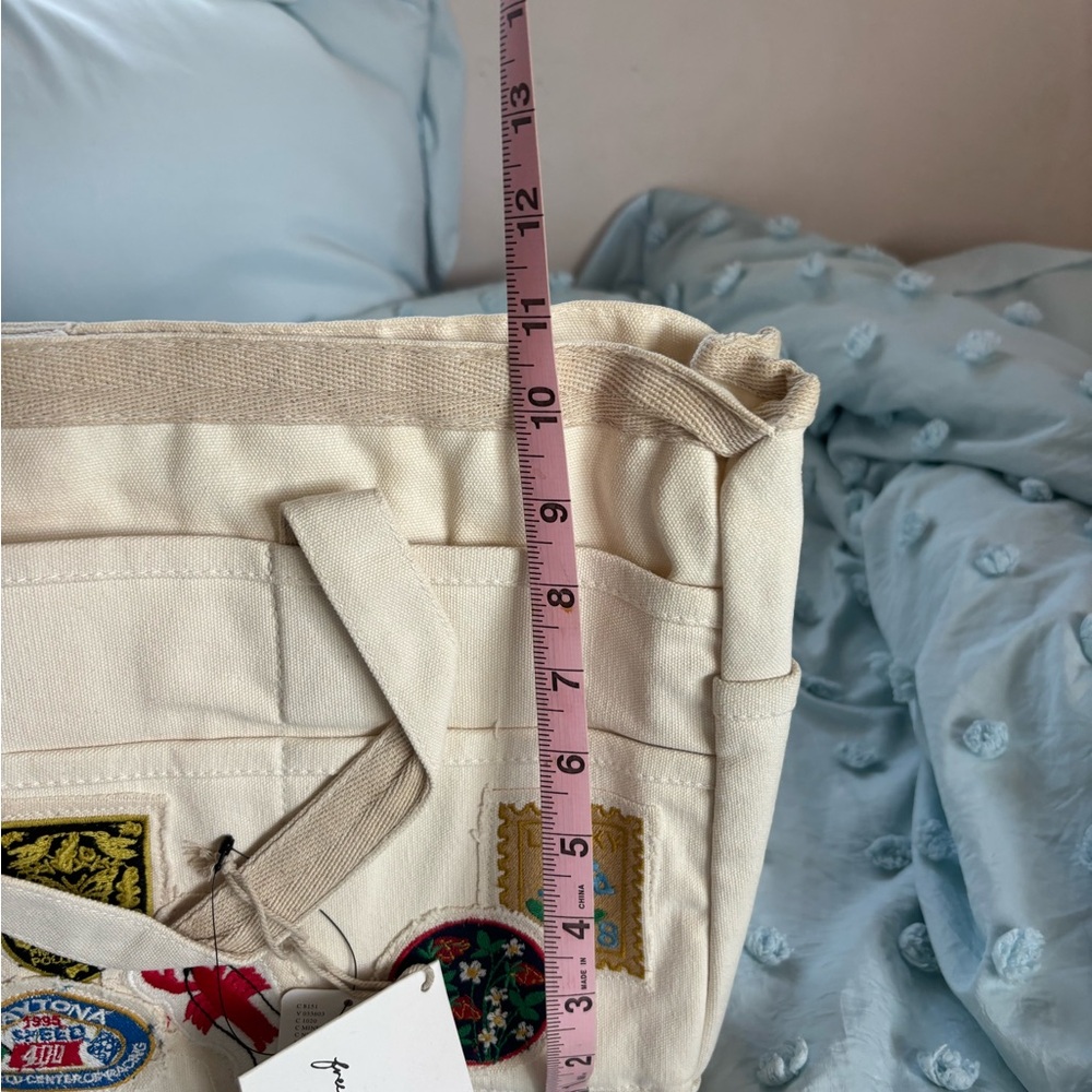 Free People SOLD OUT Kiss My Patch Cream Canvas Tote with Colorful Patches - Picture 10 of 12